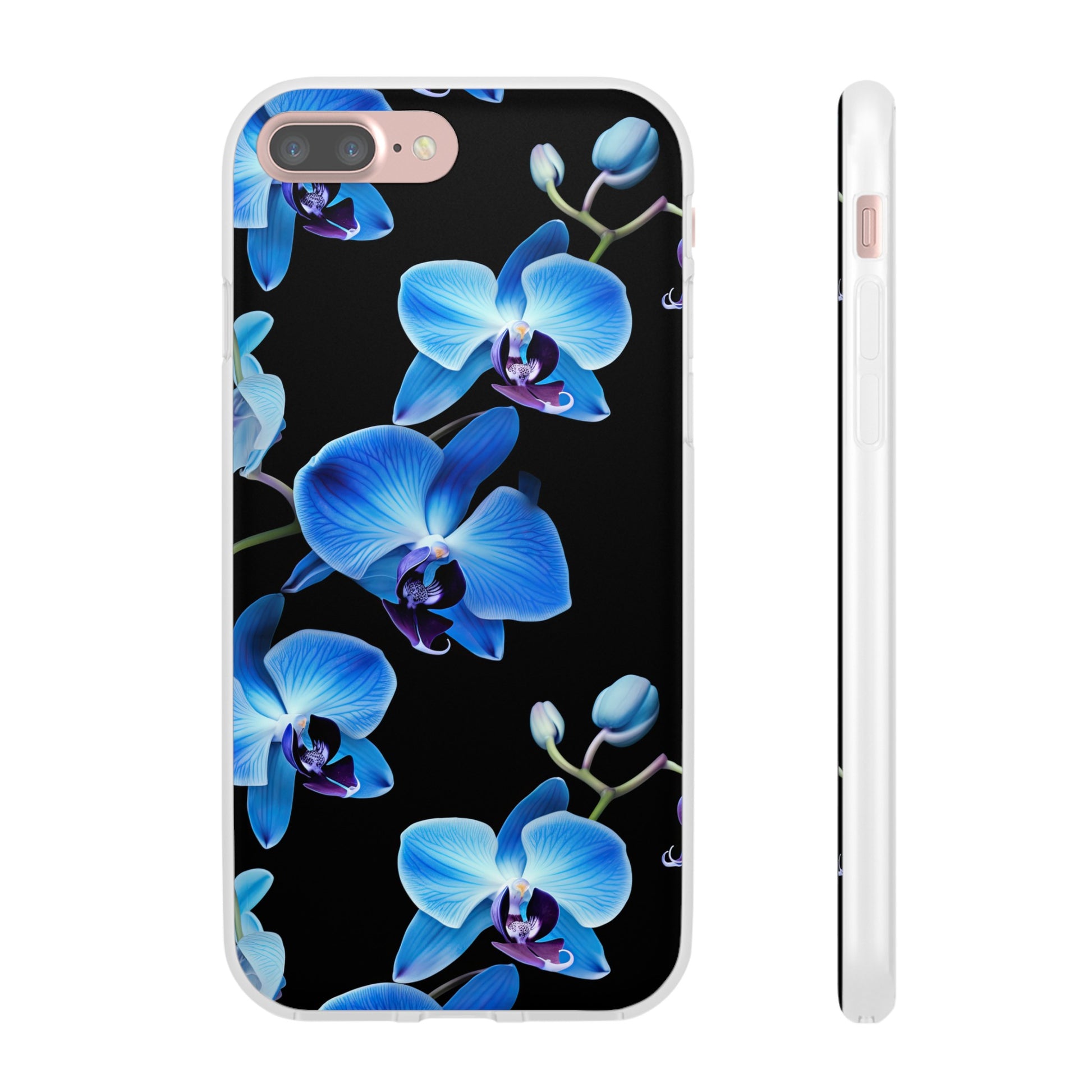 Coques de téléphone flexibles orchidée bleue