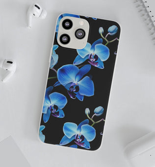 Coques de téléphone flexibles orchidée bleue