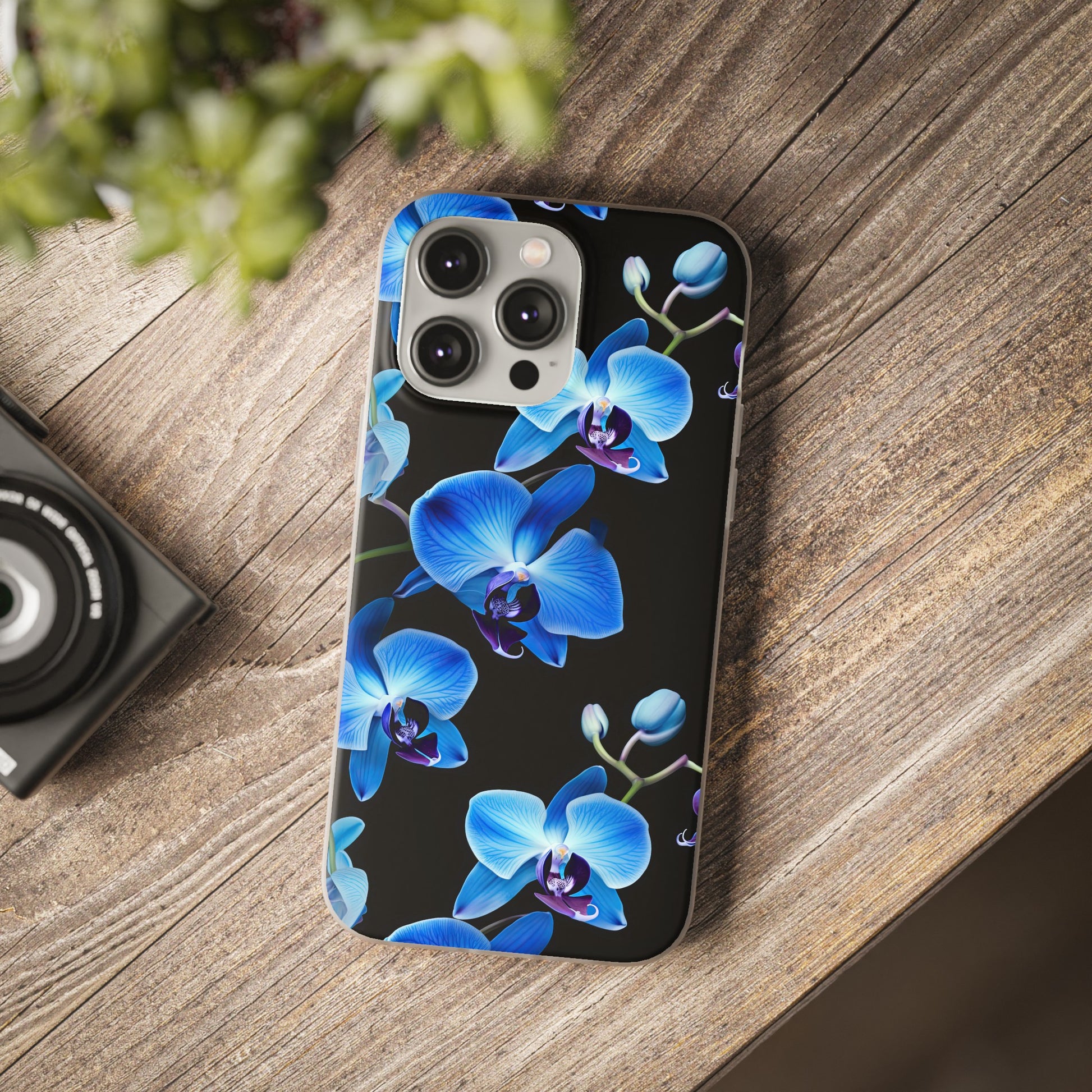 Coques de téléphone flexibles orchidée bleue