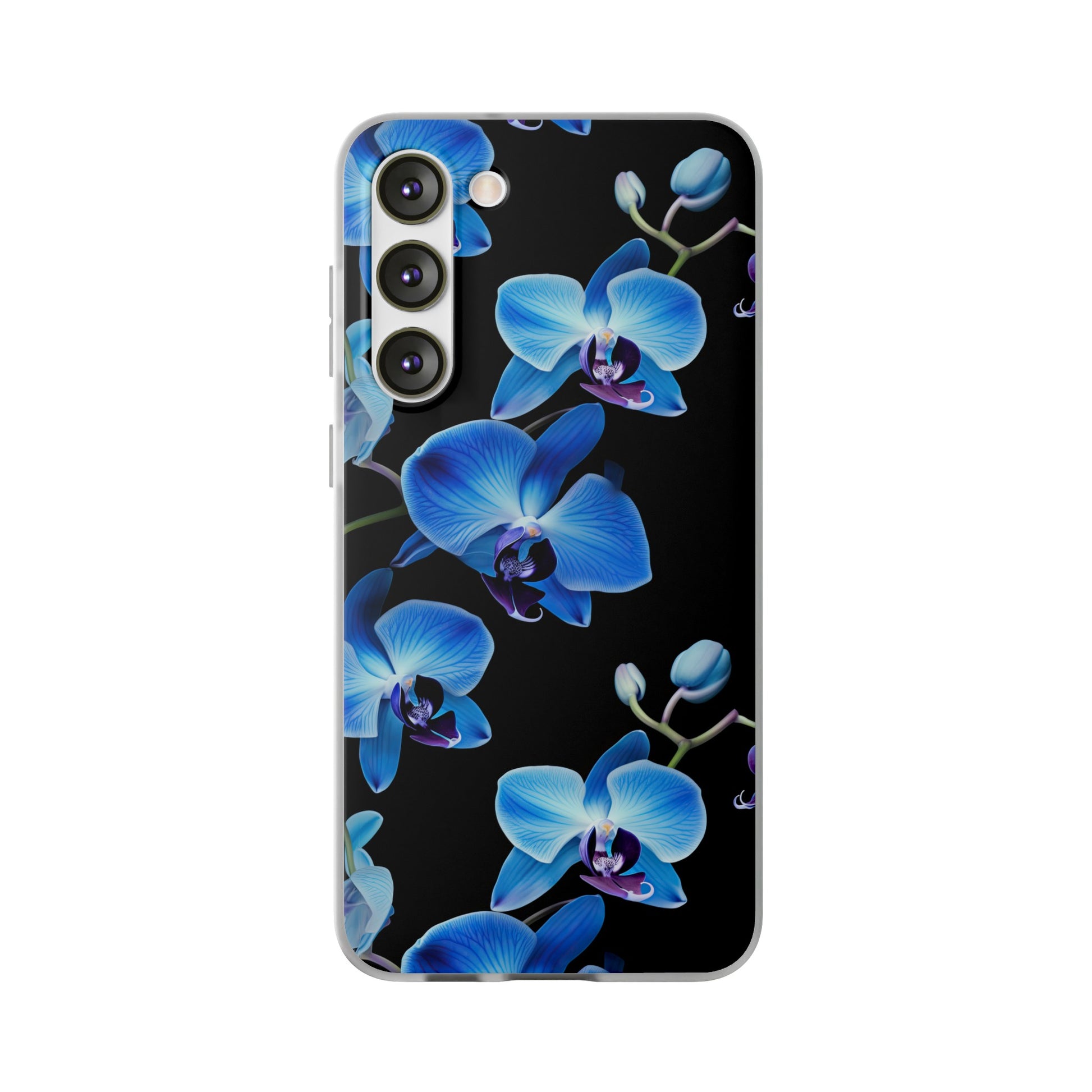 Coques de téléphone flexibles orchidée bleue