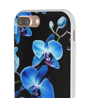 Coques de téléphone flexibles orchidée bleue