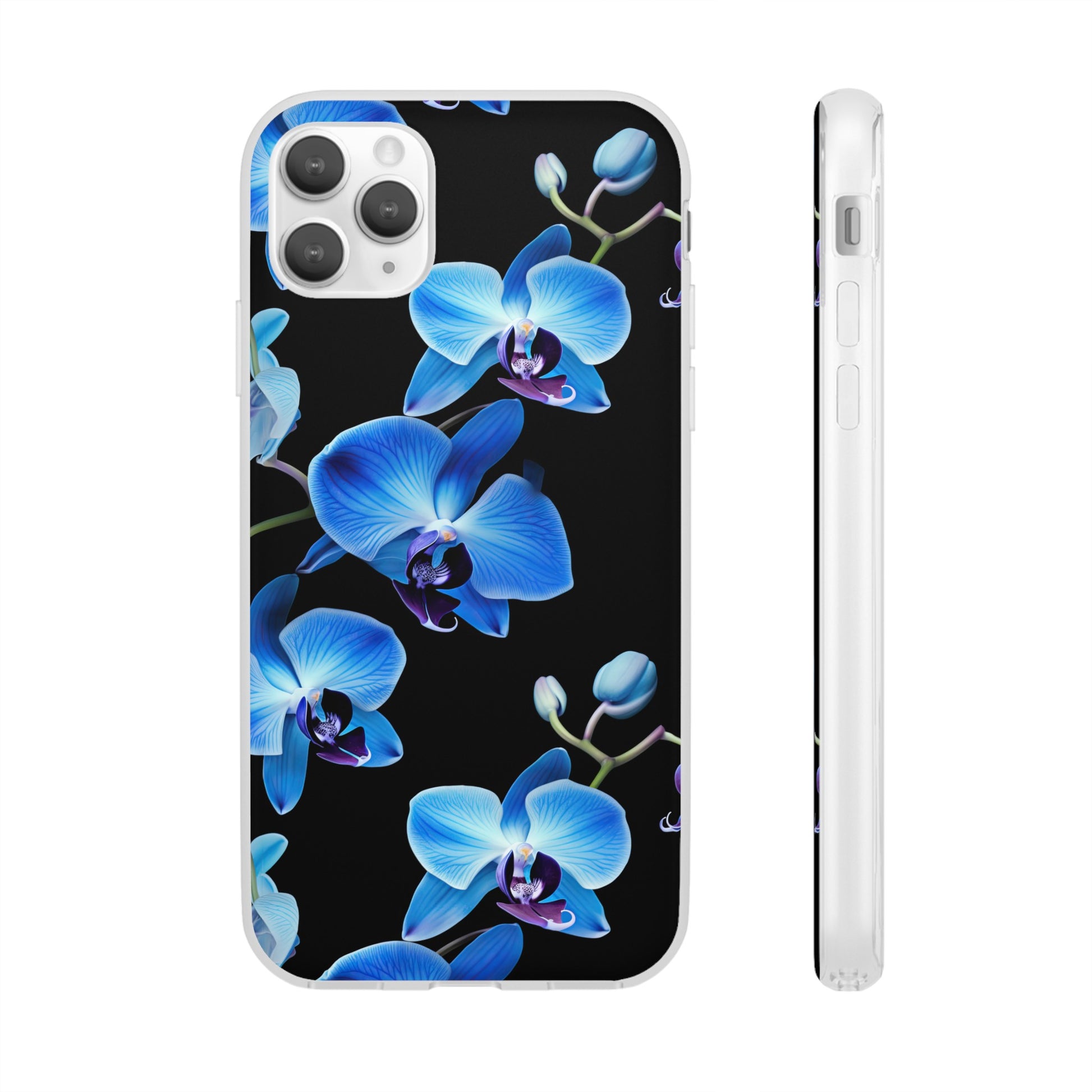 Coques de téléphone flexibles orchidée bleue