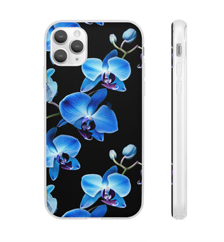 Coques de téléphone flexibles orchidée bleue