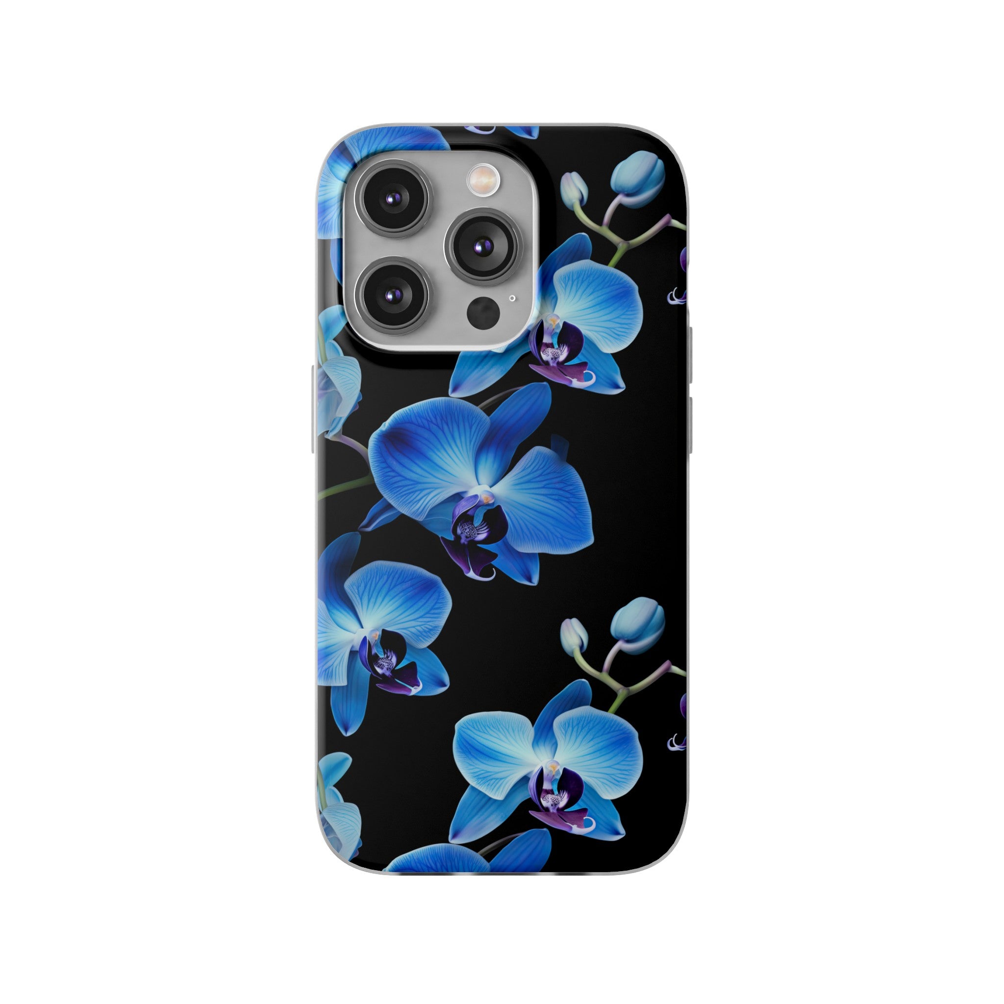 Coques de téléphone flexibles orchidée bleue