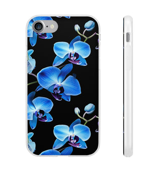 Coques de téléphone flexibles orchidée bleue