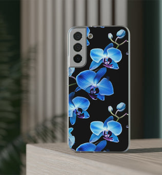 Coques de téléphone flexibles orchidée bleue