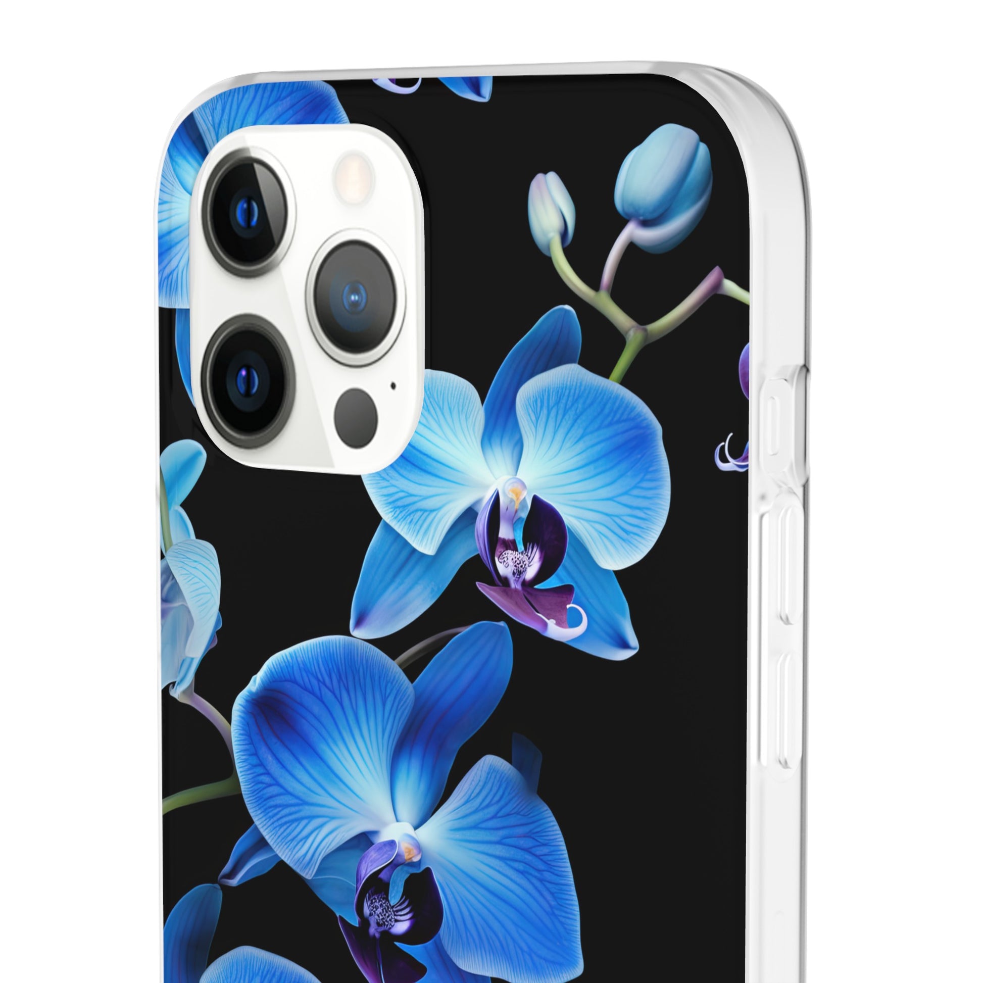 Coques de téléphone flexibles orchidée bleue