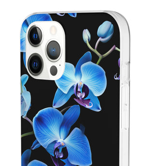 Coques de téléphone flexibles orchidée bleue