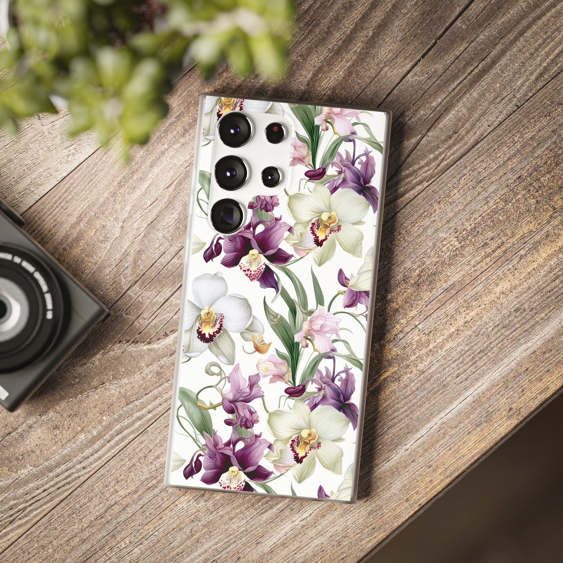 Étui de téléphone flexible orchidée lilas 