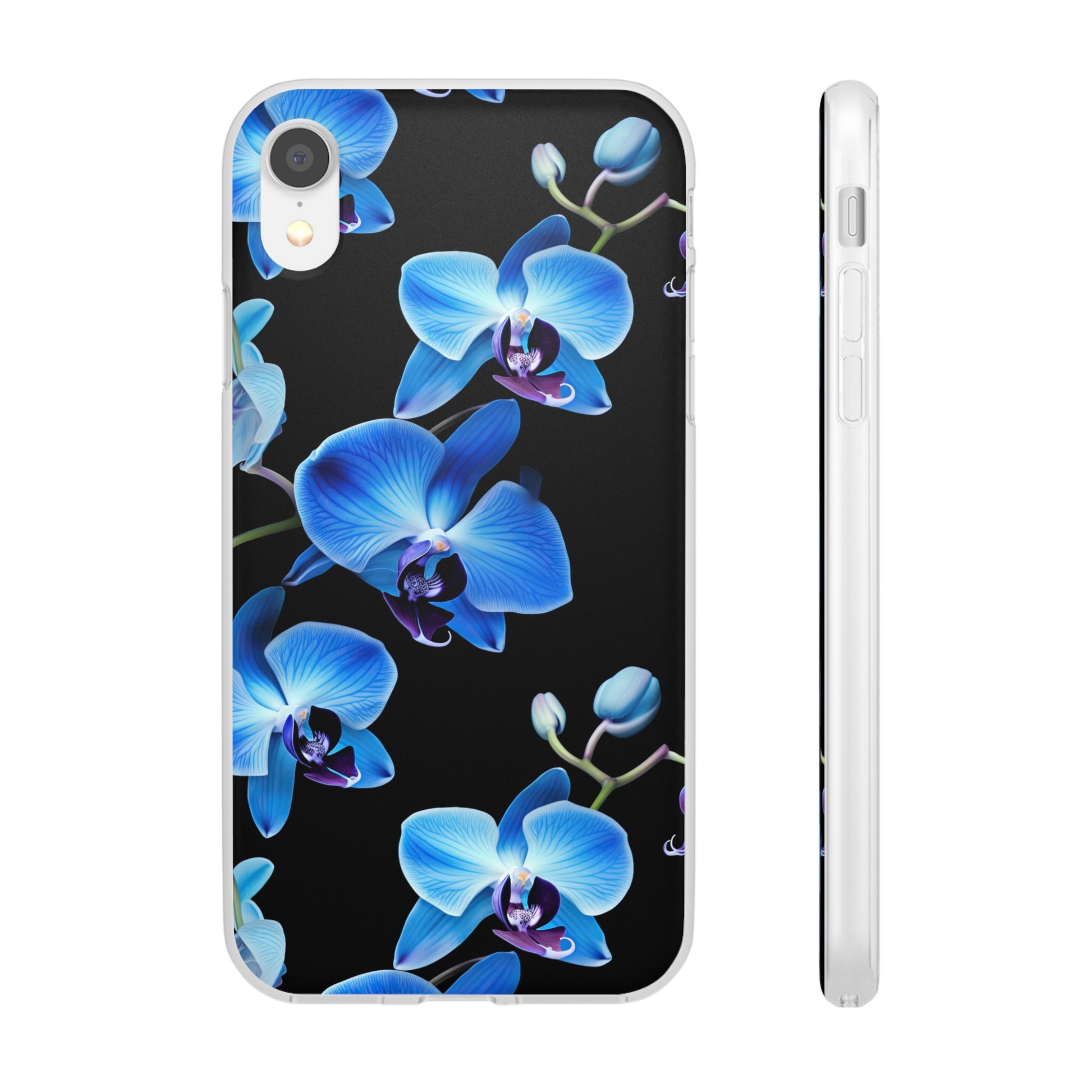 Coques de téléphone flexibles orchidée bleue