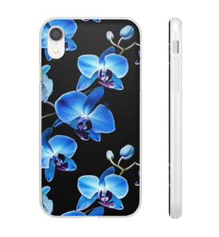 Coques de téléphone flexibles orchidée bleue