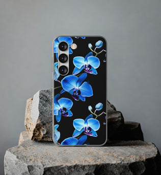 Coques de téléphone flexibles orchidée bleue