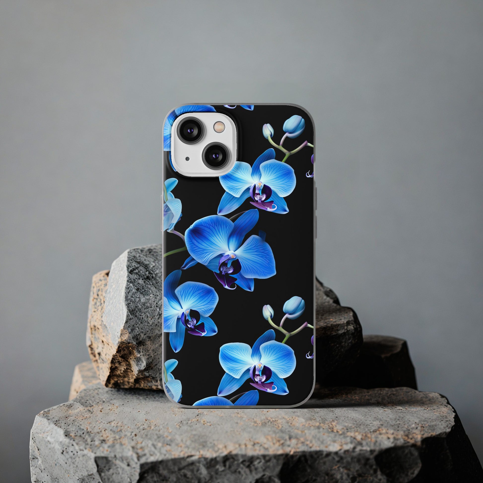 Coques de téléphone flexibles orchidée bleue