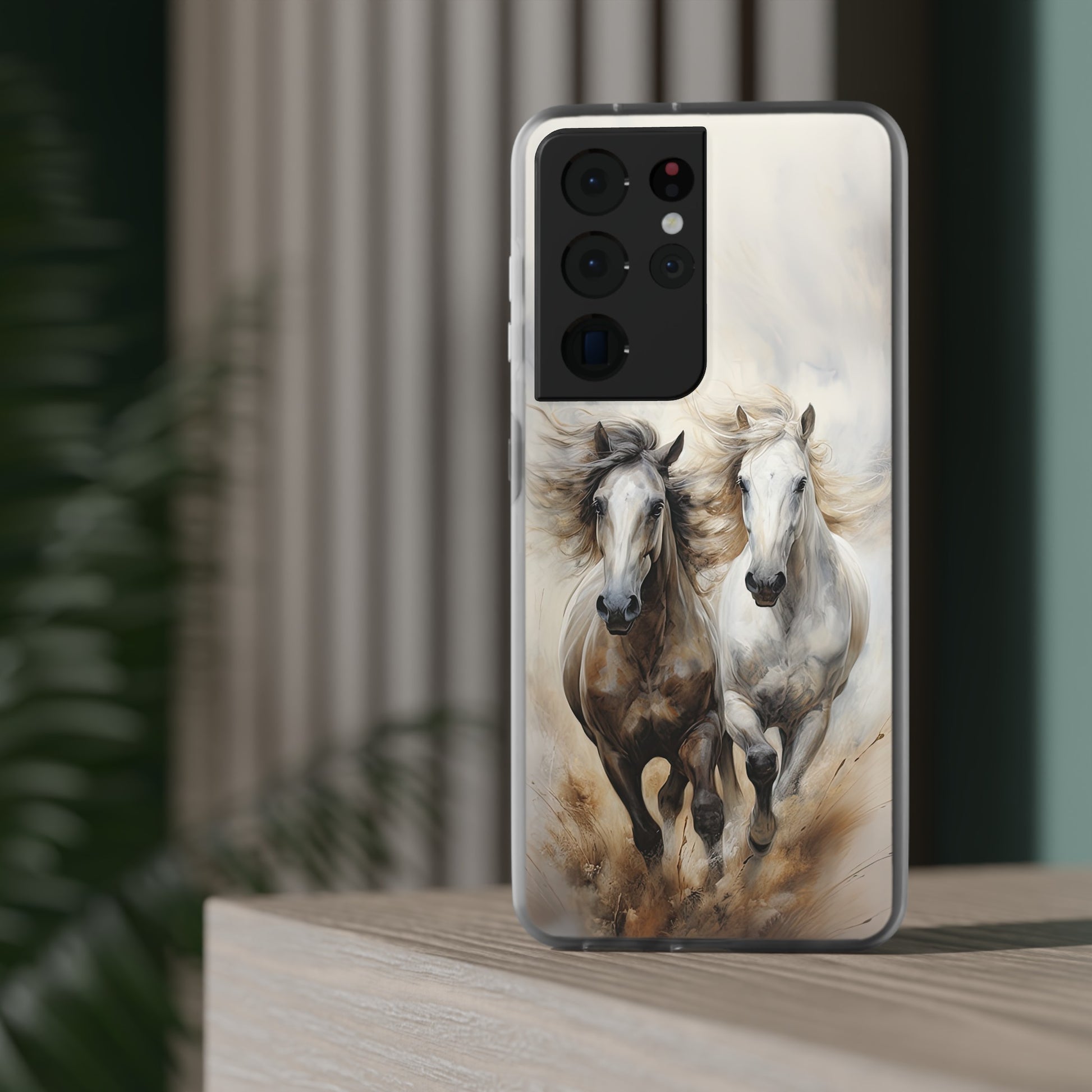 Étui de téléphone flexible sur le thème du cheval « Champions Unleashed »