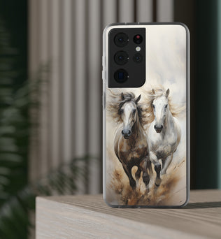 Étui de téléphone flexible sur le thème du cheval « Champions Unleashed »