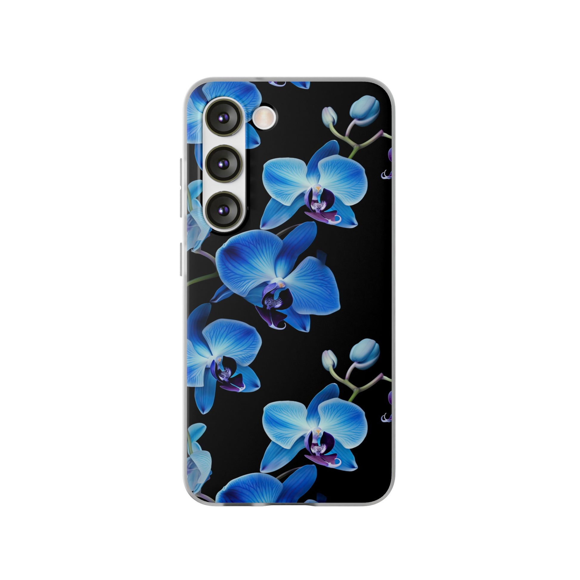 Coques de téléphone flexibles orchidée bleue