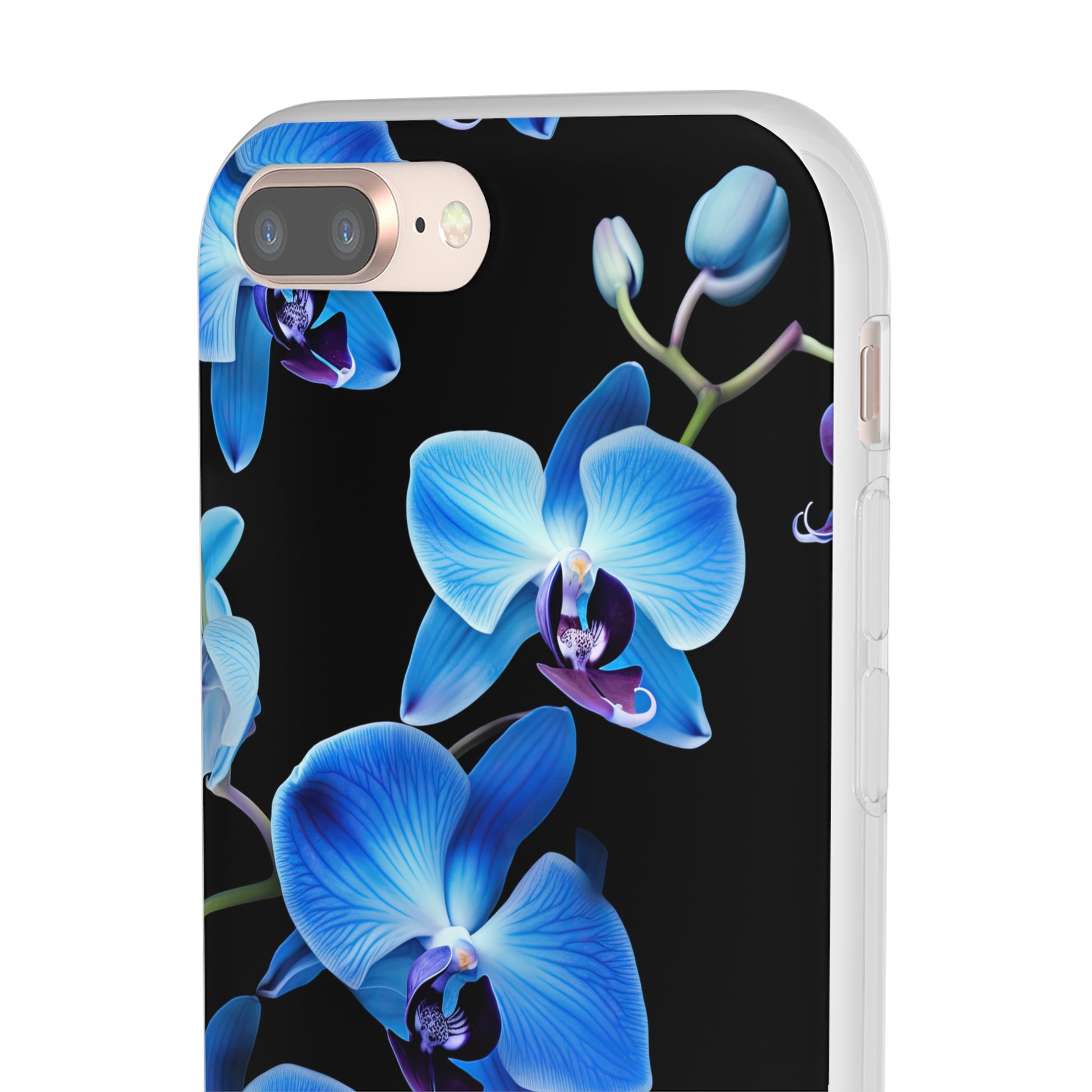 Coques de téléphone flexibles orchidée bleue