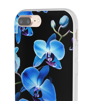 Coques de téléphone flexibles orchidée bleue