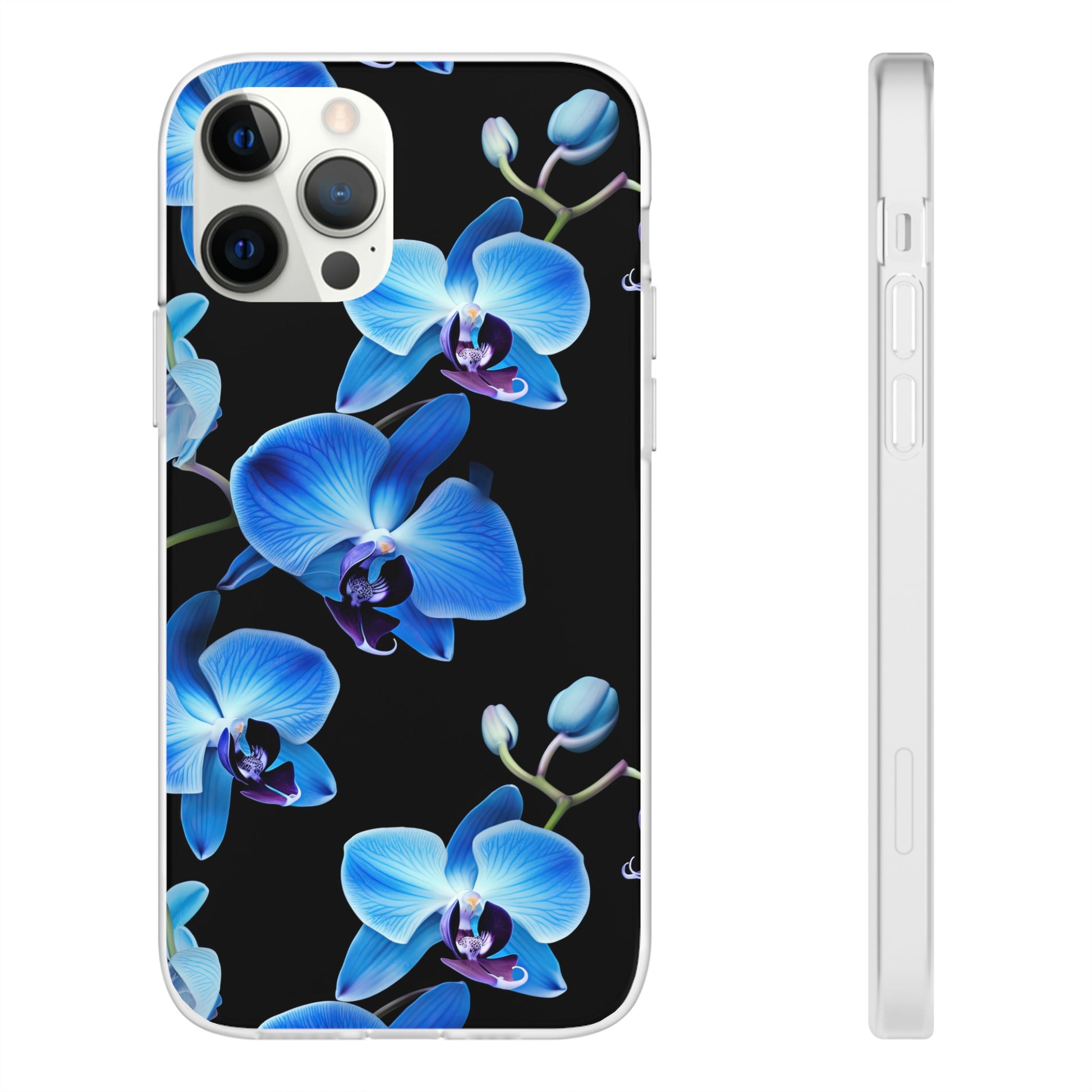 Coques de téléphone flexibles orchidée bleue