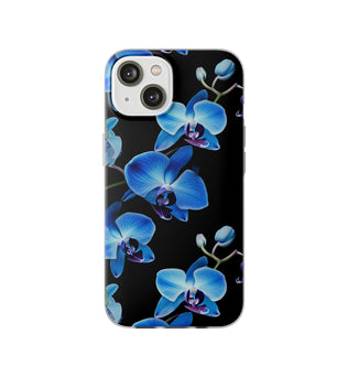 Coques de téléphone flexibles orchidée bleue