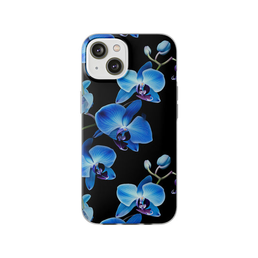 Coques de téléphone flexibles orchidée bleue