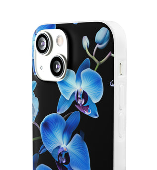 Coques de téléphone flexibles orchidée bleue