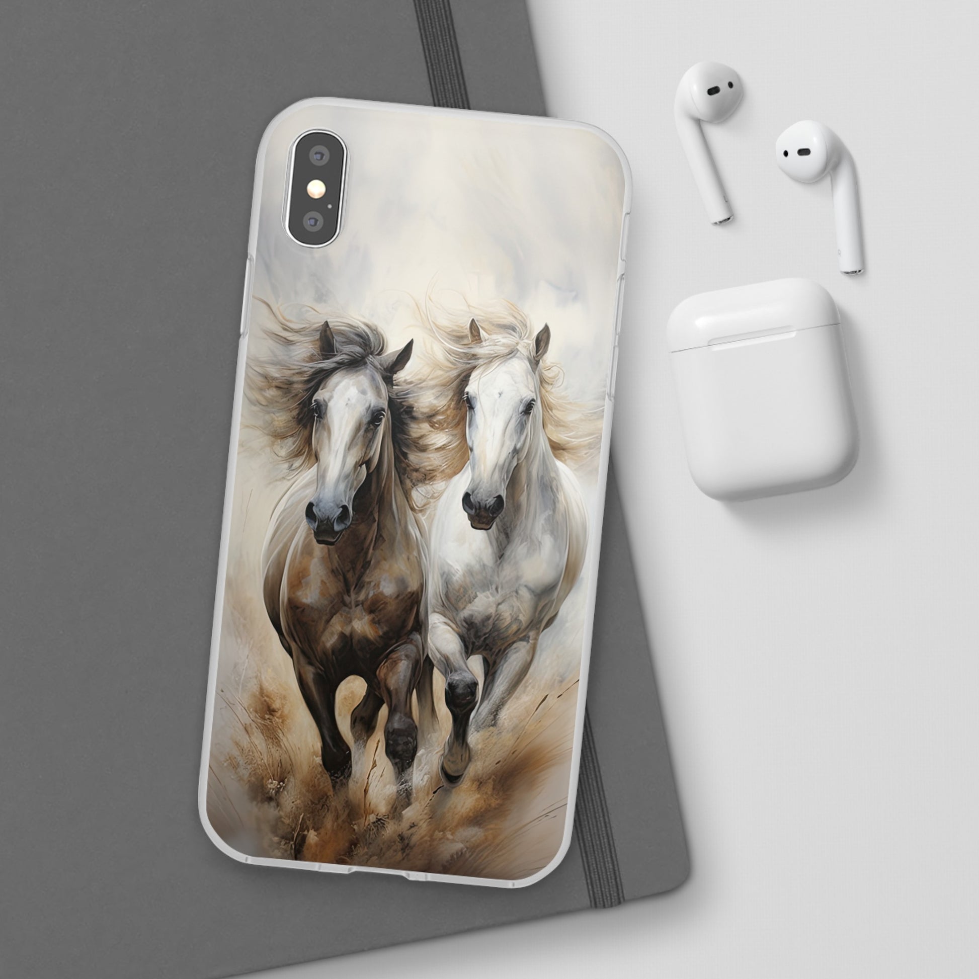 Étui de téléphone flexible sur le thème du cheval « Champions Unleashed »