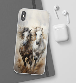 Étui de téléphone flexible sur le thème du cheval « Champions Unleashed »