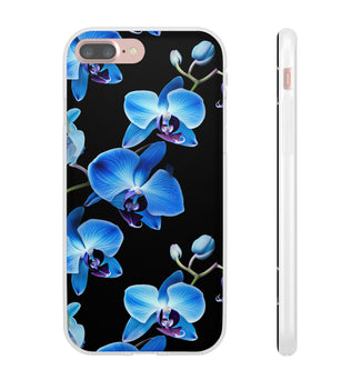 Coques de téléphone flexibles orchidée bleue