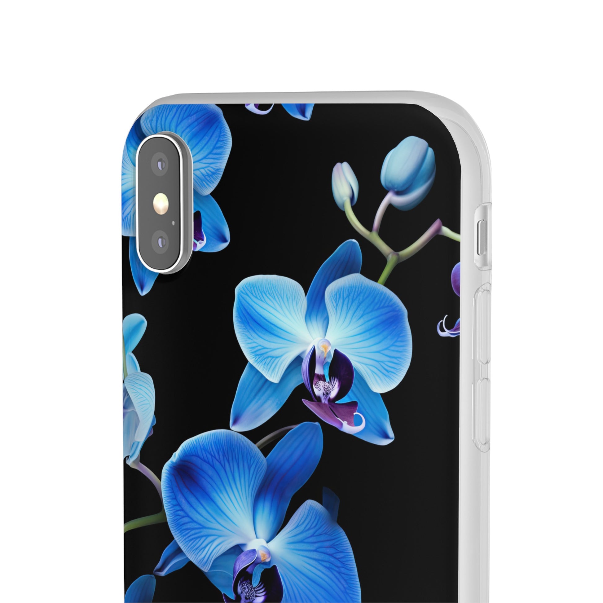 Coques de téléphone flexibles orchidée bleue